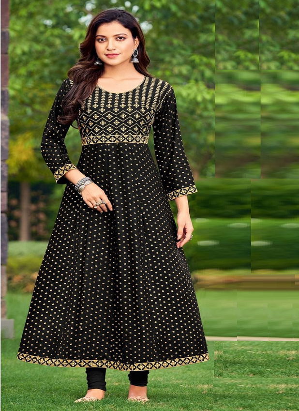 Starlink Gold Crush Rayon Printed Ethnic Wear Latest Anarkali Kurti Collection